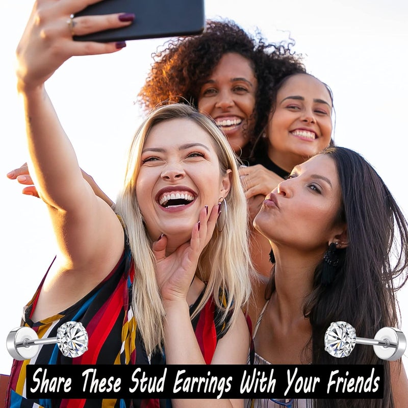 MJust Titanium Earrings Set for Sensitive Ears 20 Gauge Pure Titanium Cartilage Earring Ball Cubic Zirconia G23 Hypoallergenic Flat Back Earrings Studs - Image 2